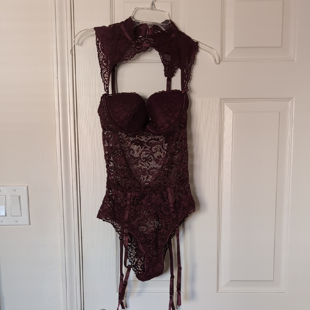 Frederick's of Hollywood Deep Red Lace Bodysuit